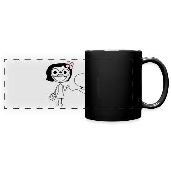 Mädchen - Panorama-Tasse farbig - Schwarz - Vorne