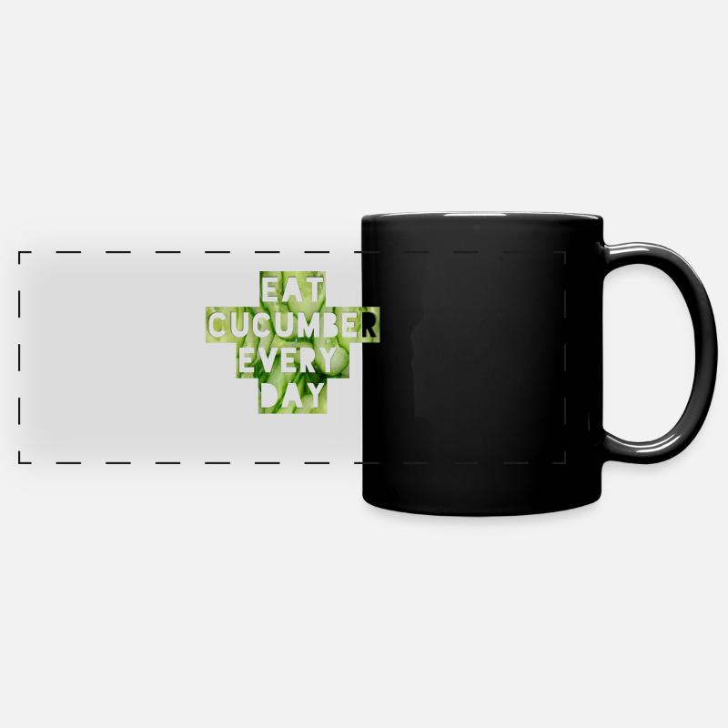 eat cucumber every day - Full Colour Panoramic Mug - black