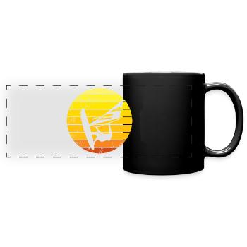 Windsurfer Retro Sonnenuntergang - Panorama-Tasse farbig - Schwarz - Vorne