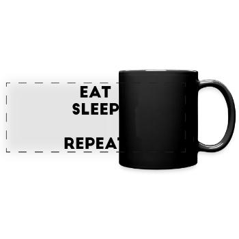 Eat Sleep Repeat Spruch Lücke Vorlage Template - Panorama-Tasse farbig - Schwarz - Vorne