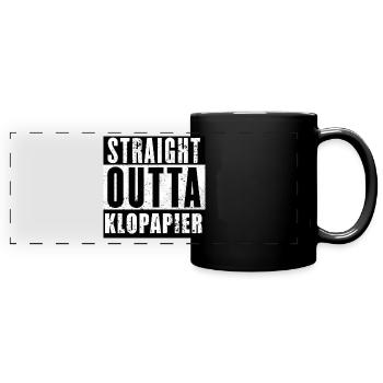 Straight Outta Klopapier - Panorama-Tasse farbig - Schwarz - Vorne
