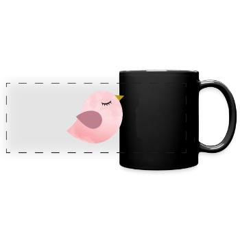 Bird Watercolor Baby Girl - Full Colour Panoramic Mug - black - Front