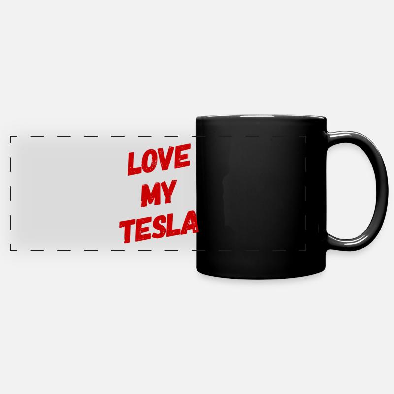 Love my Tesla - Full Colour Panoramic Mug - black