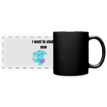 Ich möchte jetzt studieren - Panorama-Tasse farbig - Schwarz - Vorne