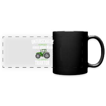 Rentner Traktor Fan - Panorama-Tasse farbig - Schwarz - Vorne