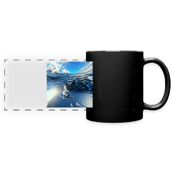 Endlose blaue Meereswellen gegen den blauen Himmel - Panorama-Tasse farbig - Schwarz - Vorne