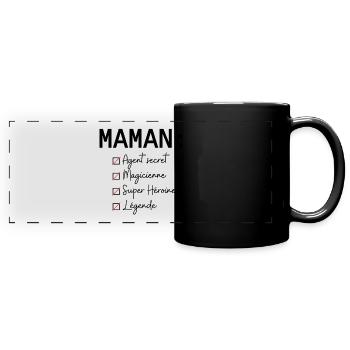 Maman: - Mug panoramique uni - noir - Devant