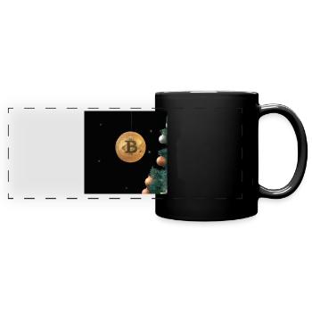 Bitcoin suspendu au sapin de Noël - Mug panoramique uni - noir - Devant