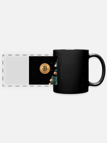 Bitcoin suspendu au sapin de Noël - Mug panoramique uni - noir