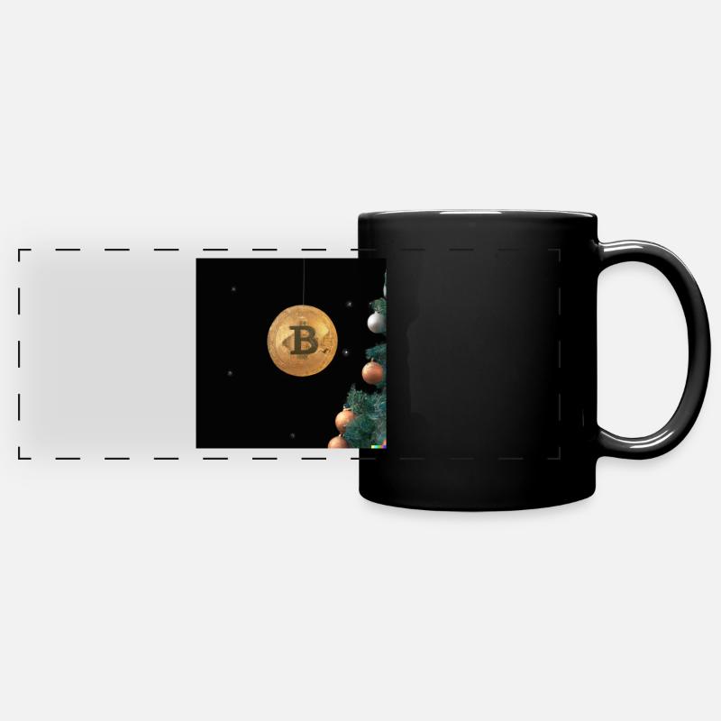 Bitcoin suspendu au sapin de Noël - Mug panoramique uni - noir
