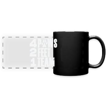 4 Paws 2 Feet 1 Team - Panorama-Tasse farbig - Schwarz - Vorne