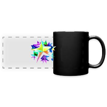 Stern bunt - Panorama-Tasse farbig - Schwarz - Vorne