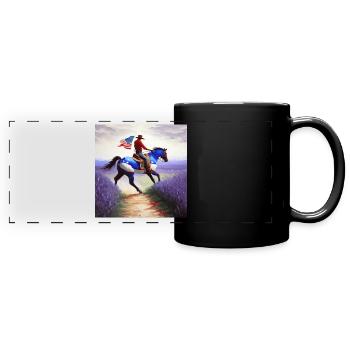 Cowboy - Panorama-Tasse farbig - Schwarz - Vorne