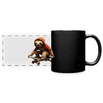 Paresseux de patinage en sweat à capuche orange grunge - Mug panoramique uni - noir - Devant