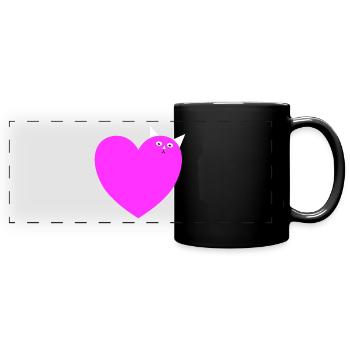Cœur de chat Amoureux des chats - Mug panoramique uni - noir - Devant