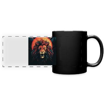 Strahlender Löwenkopf - Panorama-Tasse farbig - Schwarz - Vorne
