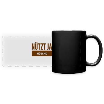 die richtige Haltung - Panorama-Tasse farbig - Schwarz - Vorne