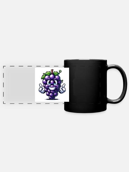 Weintrauben - Panorama-Tasse farbig - Schwarz