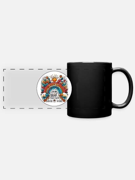 Gemeinsam hell leuchten - Panorama-Tasse farbig - Schwarz