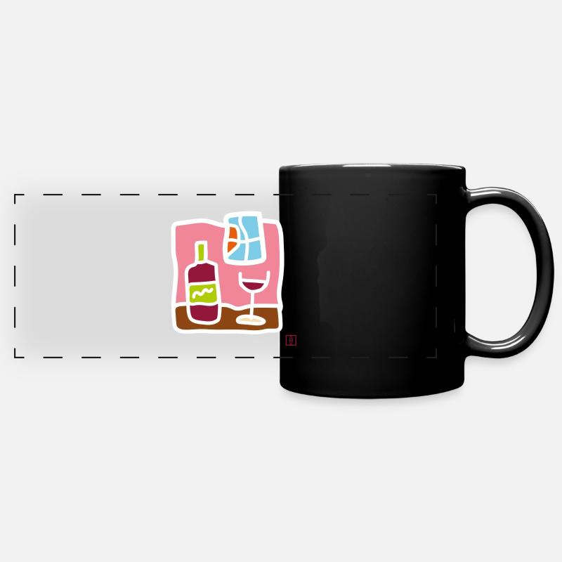 Wine, Vino - Full Colour Panoramic Mug - black