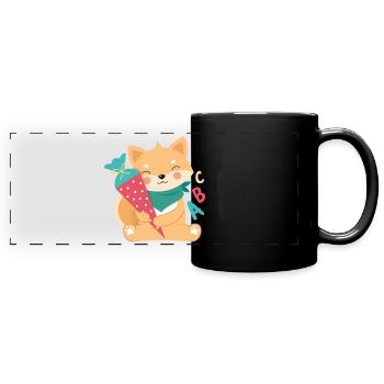 Shiba Inu with school cone training - Full Colour Panoramic Mug - black - Front