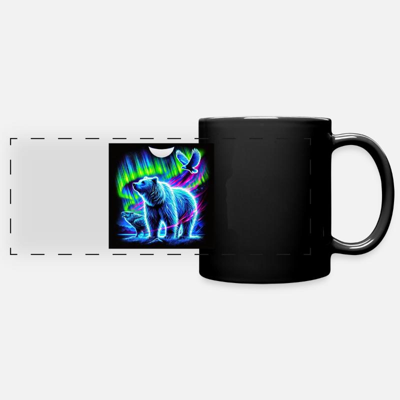 Bär und Vogel Aurora - Panorama-Tasse farbig - Schwarz
