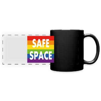 Pride Allyship Safe Space Ally Rainbow Flag - Full Colour Panoramic Mug - black - Front