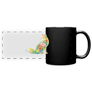 Fuchs Aquarell Silhouette Blumen - Panorama-Tasse farbig - Schwarz - Vorne