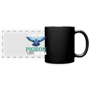 Taube - Panorama-Tasse farbig - Schwarz - Vorne
