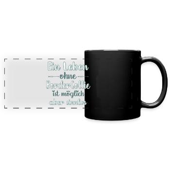 Border Collie - Panorama-Tasse farbig - Schwarz - Vorne