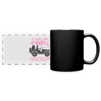 Ragdoll-Katze - Panorama-Tasse farbig - Schwarz - Vorne