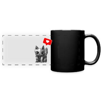 Chat robot mignon - Mug panoramique uni - noir - Devant