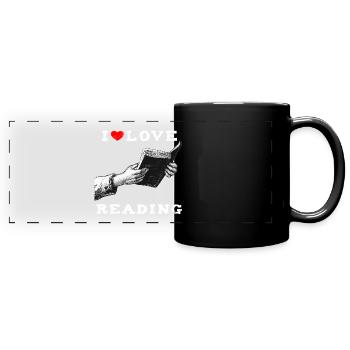 I love reading - Full Colour Panoramic Mug - black - Front