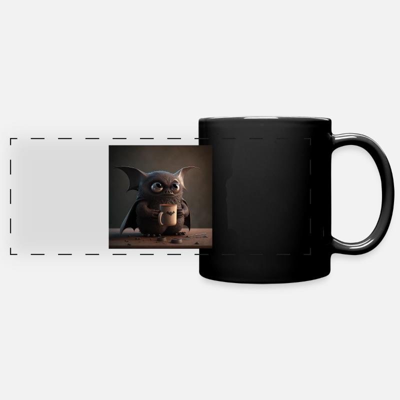 Bat Coffee Caffeine Nocturnal Lusitg - Full Colour Panoramic Mug - black