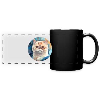 Exotische Kurzhaarkatze - Panorama-Tasse farbig - Schwarz - Vorne