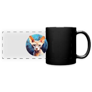 Devon Rex Katze - Panorama-Tasse farbig - Schwarz - Vorne