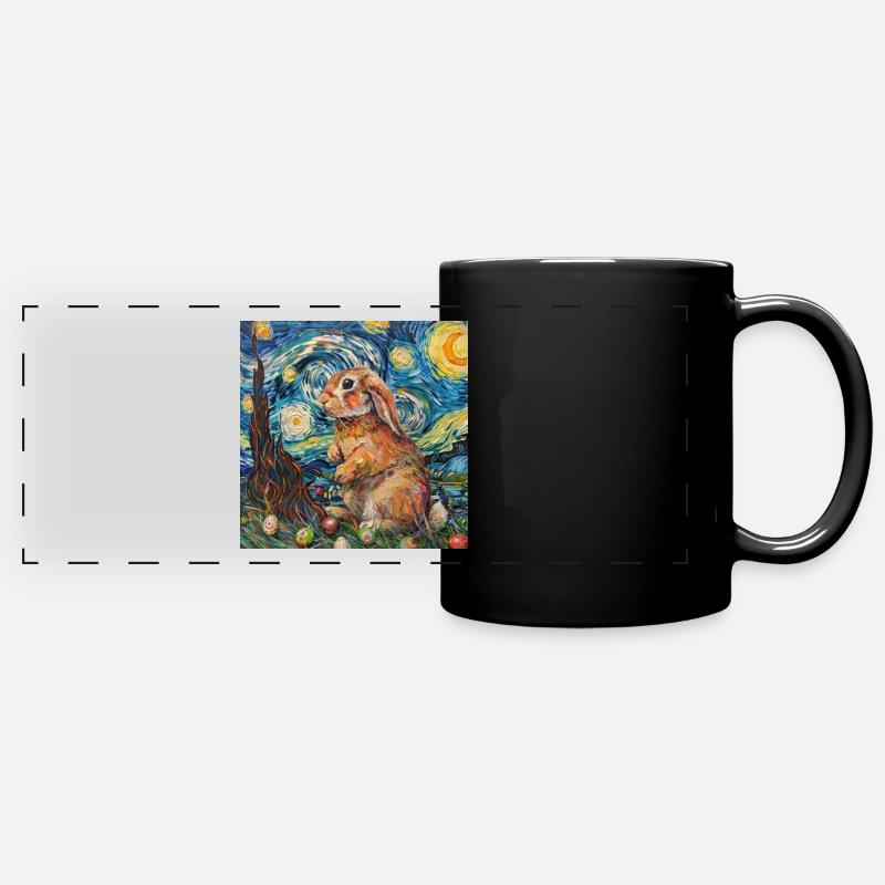 lapin de Pâques, Pâques, lapin, joyeuses Pâques, oeufs de Pâques - Mug panoramique uni - noir