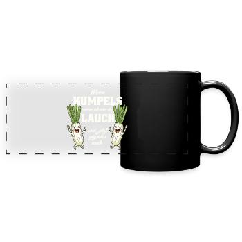 JGA Meine Kumpels meinen ich wär ein Lauch funny - Panorama-Tasse farbig - Schwarz - Vorne