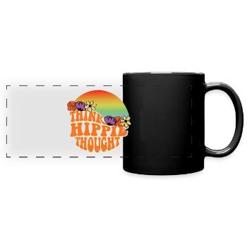 Hippie Regenbogen - Panorama-Tasse farbig - Schwarz - Vorne