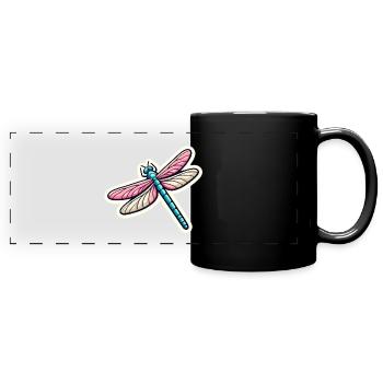 Libelle in Pastell - Panorama-Tasse farbig - Schwarz - Vorne