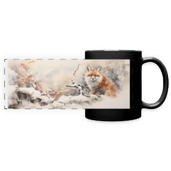 Niedlicher kleiner Fuchs - Panorama-Tasse farbig - Schwarz - Vorne