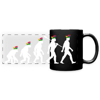 Homo Carnival | Evolution of Fools, Shrovetide - Full Colour Panoramic Mug - black - Front