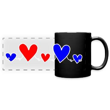 Family 3 Children Parents 2 Sons 1 Daughter Heart - Full Colour Panoramic Mug - black - Front