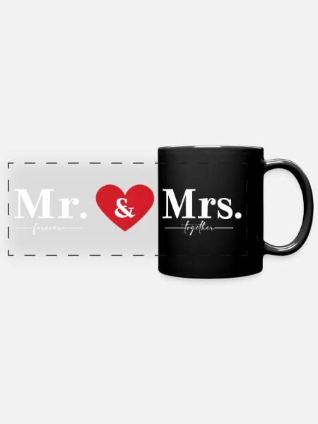 MR & MRS Forever Together - Panorama-Tasse farbig - Schwarz