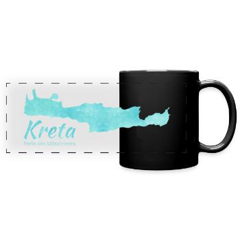 Kreta- Kontur blau - Panorama-Tasse farbig - Schwarz - Vorne