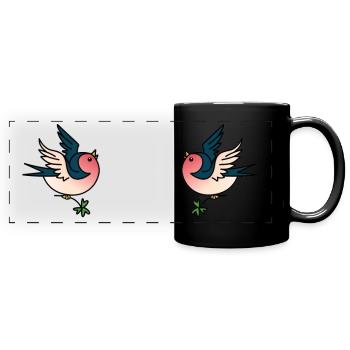 Swallow couple - Full Colour Panoramic Mug - black - Front