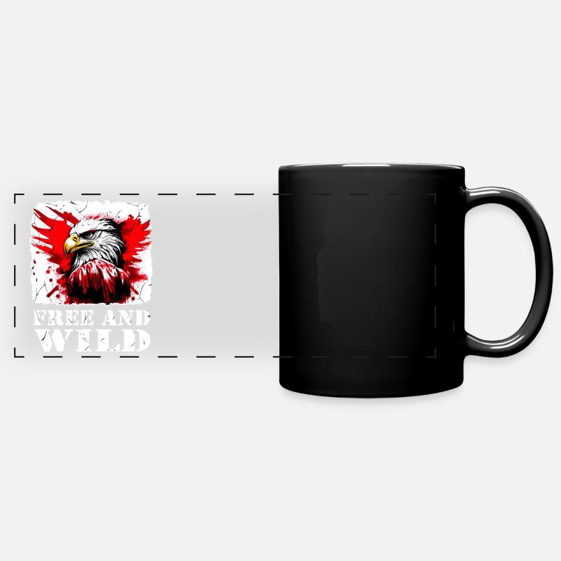 Free & Wild Eagle: Unleash your strength - Full Colour Panoramic Mug - black
