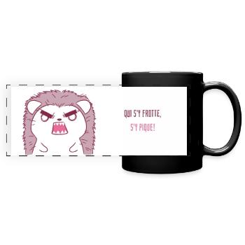 Mug cadeau "Qui s'y frotte, s'y pique" - Mug panoramique uni - noir - Devant