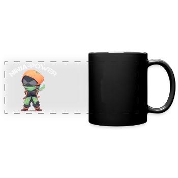 Ninja power, Samurai, Kids Gift Idea - Full Colour Panoramic Mug - black - Front