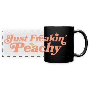 juste pêche - peach fruit dicton - Mug panoramique uni - noir - Devant